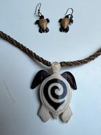Vintage handmade Costa Rica schildpad hanger met oorbellen, Ophalen of Verzenden