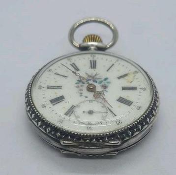 Zilveren zakhorloge, goed werkend, 4.5cm beschikbaar voor biedingen