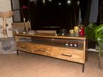TV meubel van hout en metaal, Huis en Inrichting, Gebruikt, 100 tot 150 cm, Eikenhout, Ophalen of Verzenden