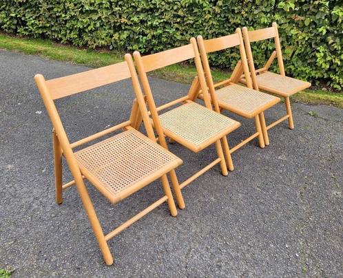 Prachtige set van 4 vintage klapstoelen | IKEA ENO 1992, Huis en Inrichting, Stoelen, Zo goed als nieuw, Twee, Bruin, Ophalen of Verzenden