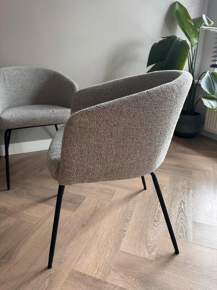 Set van 6 grijze eetkamerstoelen, Huis en Inrichting, Stoelen, Zo goed als nieuw, Vier, Metaal, Grijs, Ophalen