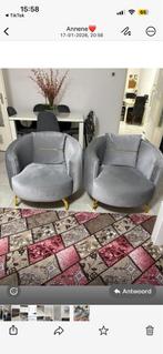 2 Grijze Zitbanken - Mooie Set!, Ophalen of Verzenden, Gebruikt, Stof, 75 tot 100 cm