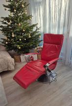 Relax Fauteuil leer rood draaibaar accu, Huis en Inrichting, Ophalen, Gebruikt, Minder dan 75 cm, Leer