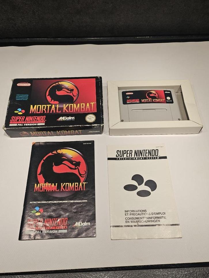 Super Nintendo Snes - Mortal Kombat cib, Spelcomputers en Games, Games | Nintendo Super NES, Gebruikt, Vechten, 2 spelers, Vanaf 18 jaar
