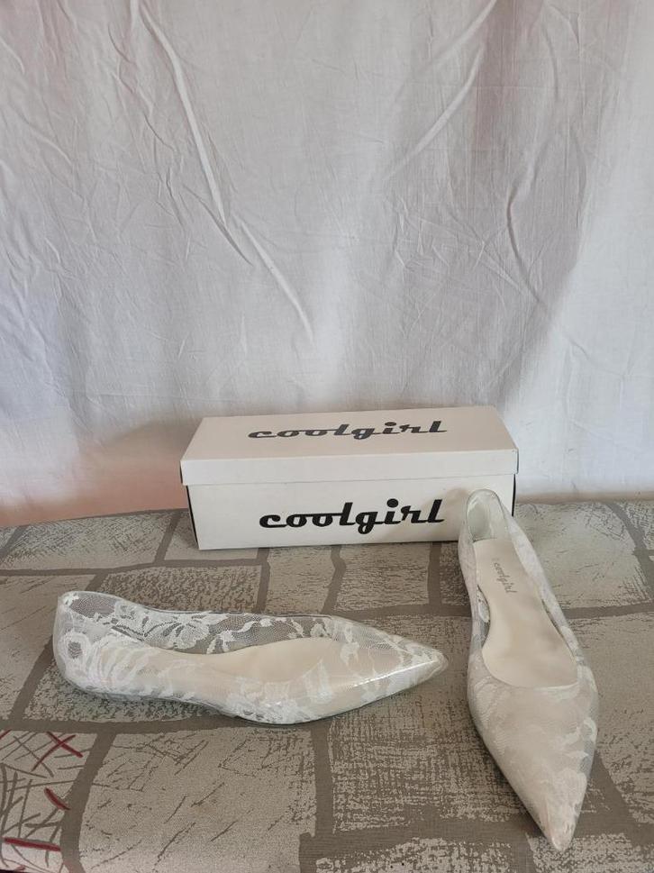 Gave doorzichtige wit kanten ballerina's. Mt 36-41. Coolgirl, Kleding | Dames, Schoenen, Nieuw, Ballerina's, Wit, Ophalen of Verzenden