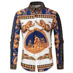Heren barok overhemd 22 luxe gouden klassiek shirt leeuwen, Verzenden, Nieuw, Overige kleuren, Overige halswijdtes