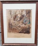 Aquarel abstract. Sign 34/42 cm., Antiek en Kunst, Kunst | Schilderijen | Abstract, Ophalen