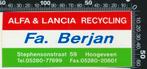 Sticker: Berjan Alfa en Lancia Recycling - Hoogeveen, Ophalen of Verzenden, Zo goed als nieuw, Auto of Motor