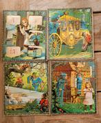 4 x Antieke kartonnen puzzels / rekensom puzzels/ Sprookjes, Ophalen of Verzenden, Gebruikt