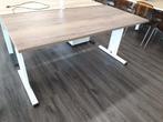 Bureau 160x80 cm, Wit onderstel, houtkleurig blad, Ophalen