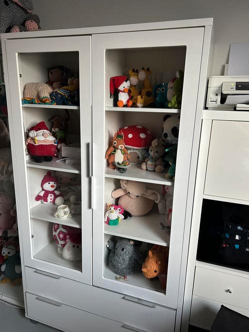 Vitrinekast hoogglans wit, Huis en Inrichting, Kasten | Vitrinekasten, Zo goed als nieuw, 150 tot 200 cm, 100 tot 150 cm, 25 tot 50 cm