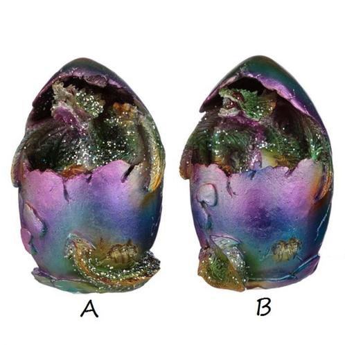 Nieuw Regenboog draak metallic uitkomend ei, Verzamelen, Beelden en Beeldjes, Nieuw, Fantasy, Verzenden