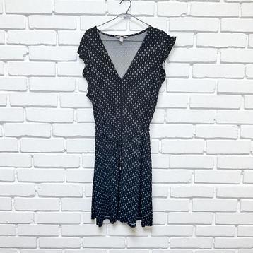 H&M Jurk Maat L Zwart Wit Retro Print Waaiers Mini beschikbaar voor biedingen
