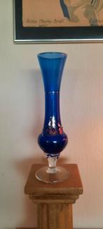 Antiek Murano vaasje,kobaltblauw  met goud, Italy., Antiek en Kunst, Antiek | Glas en Kristal, Ophalen of Verzenden