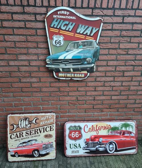 FIFTIES SIXTIES METALEN DECO BORDEN MET AMERIKAANSE AUTO'S, Verzamelen, Merken en Reclamevoorwerpen, Nieuw, Reclamebord, Ophalen