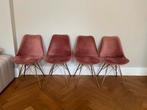 Roze velvet eetstoelen met messing poten, Ophalen, Gebruikt, Overige kleuren, Hotel chique