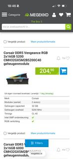 Ramsticks Corsair Vengeance RGB DDR5 32GB (2x16GB) 5200MHz, Computers en Software, RAM geheugen, Gebruikt, 32 GB, Ophalen of Verzenden