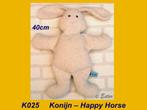 K025 Konijn - Happy Horse : roomwit borgstof konijntje (38cm, Konijn, Zo goed als nieuw, Ophalen