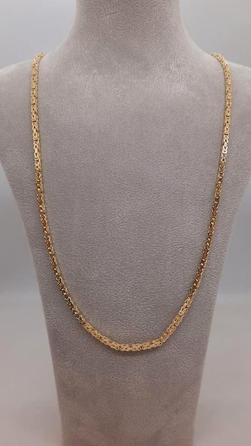 Gouden Koningsketting 14kt 80cm, Sieraden, Tassen en Uiterlijk, Kettingen, Nieuw, Goud, Goud, Ophalen of Verzenden