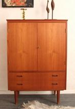Mid century vintage hoge Deense teakhouten design kast, Huis en Inrichting, Kasten | Ladekasten, Gebruikt, -, -, Ophalen of Verzenden