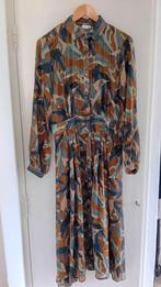 Numph midi jurk print blauw groen cognac 40, Kleding | Dames, Jurken, Maat 38/40 (M), Blauw, Ophalen of Verzenden, Zo goed als nieuw