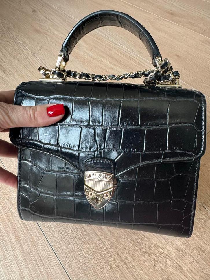 Aspinal of London The Mayfair Handtas, Sieraden, Tassen en Uiterlijk, Tassen | Damestassen, Zo goed als nieuw, Handtas, Zwart