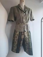 set linnen kaki zomer short ann demeulemeester broche 38/40, Maat 38/40 (M), Kostuum of Pak, Nieuw, Ophalen of Verzenden