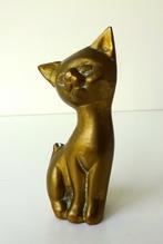 Brons/koper beeldje van zittende kat 2740-b, Antiek en Kunst, Kunst | Designobjecten, Ophalen of Verzenden