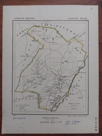 8 / Gemeente Diever met oa Veenhuizen Litho 1865 J. Kuyper beschikbaar voor biedingen