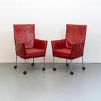 6x Als nieuwe Montis Chaplin rood leder - rvs wiel