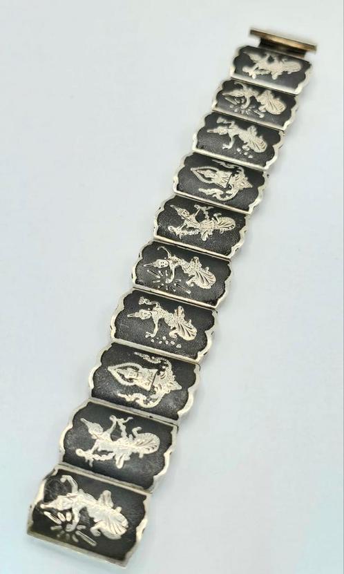 Zilveren Siam Armband met Balinese Danseres, Sieraden, Tassen en Uiterlijk, Armbanden, Zo goed als nieuw, Zilver, Zilver, Verzenden