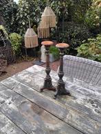 2 gietijzeren kaarsenstanders, Tuin en Terras, Ophalen of Verzenden, Zo goed als nieuw, Overige materialen