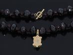 Granaat antieke ketting 14k gouden slot en schuif hanger, Sieraden, Tassen en Uiterlijk, Antieke sieraden, Ophalen of Verzenden