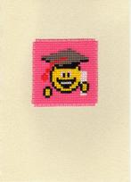 kaart met geborduurd diploma emoji (1497), Hobby en Vrije tijd, Kaarten | Zelfgemaakt, Ophalen of Verzenden, Nieuw, Overige thema's