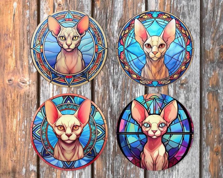 Sphynx Glas in Lood onderzetters met houder rond, Huis en Inrichting, Woonaccessoires | Onderzetters, Zo goed als nieuw, Glas of Kopje