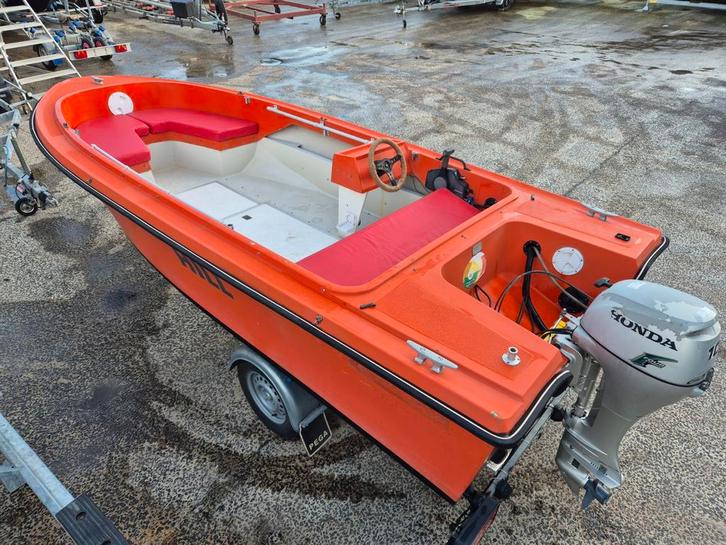 Ockelbo boot consoleboot met honda 10 pk, Watersport en Boten, Vis- en Consoleboten, Tot 10 pk, 3 tot 6 meter, Benzine, Buitenboordmotor