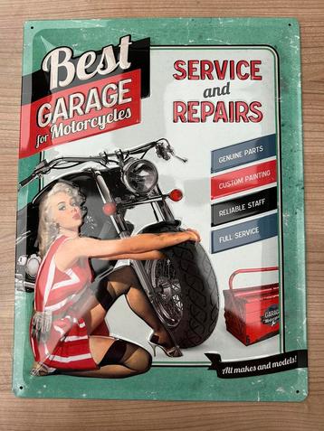 Motorfiets service garage reclame wandbord reclamebord beschikbaar voor biedingen