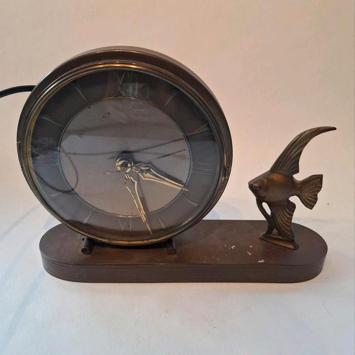 Vintage Bronzen Art Deco Klok, Antiek en Kunst, Antiek | Klokken, Ophalen of Verzenden