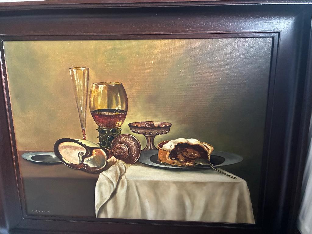 Schilderij stilleven C. Ackermann vintage, Ophalen