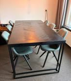 Industriële Eettafel met 6 Stijlvolle Stoelen, Huis en Inrichting, Tafels | Eettafels, Ophalen, Gebruikt, Eikenhout, 50 tot 100 cm