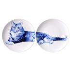 Wandbord Ontspannen Kat Tweeluik van Heinen Delfts Blauw, Ophalen of Verzenden, Nieuw