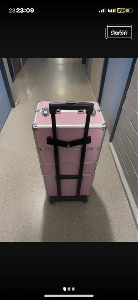 Visagie & Kappers Koffer - Roze Hardcase, Sieraden, Tassen en Uiterlijk, Beautycases, Zo goed als nieuw, Hardcase, Roze, Met slot