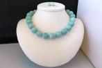 AMAZONIET ketting/oorhanger-set, Verzenden, Zilver, Met edelsteen