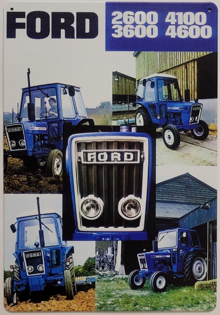 Ford Tractoren 2600 3600 4100 4600 reclamebord van metaal, Verzamelen, Merken en Reclamevoorwerpen, Nieuw, Reclamebord, Ophalen of Verzenden