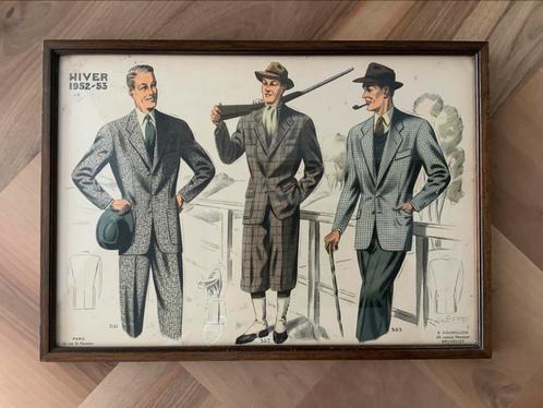 Vintage Heren Mode Prent Kleding Winter 1953, Antiek en Kunst, Antiek | Overige Antiek, Ophalen of Verzenden