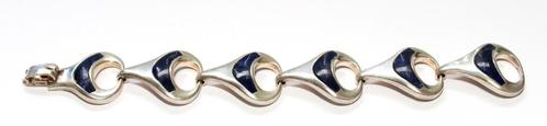 Schitterende Sterling Zilver Lapis Lazuli Schakel Armband, Sieraden, Tassen en Uiterlijk, Antieke sieraden, Armband, Zilver, Met edelsteen