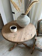 Houten Wijntafel / Bijzettafel - Vintage Stijl, Huis en Inrichting, Tafels | Bijzettafels, Minder dan 55 cm, Gebruikt, Rond, Hout