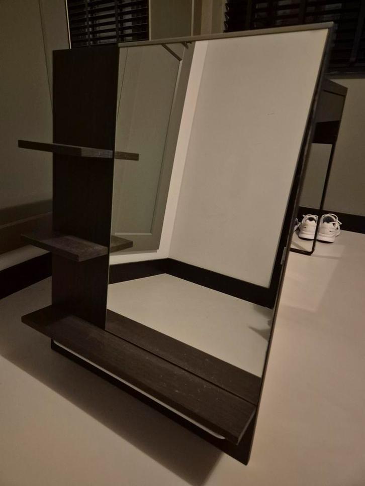 Ikea Zwarte Spiegel met Schappen, Huis en Inrichting, Woonaccessoires | Spiegels, Gebruikt, Minder dan 50 cm, 100 tot 150 cm, Rechthoekig