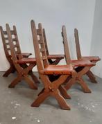 Set van 6 Brutalist ladderstoel met tuigleer gemerkt, Huis en Inrichting, Stoelen, Ophalen, Gebruikt, Bruin