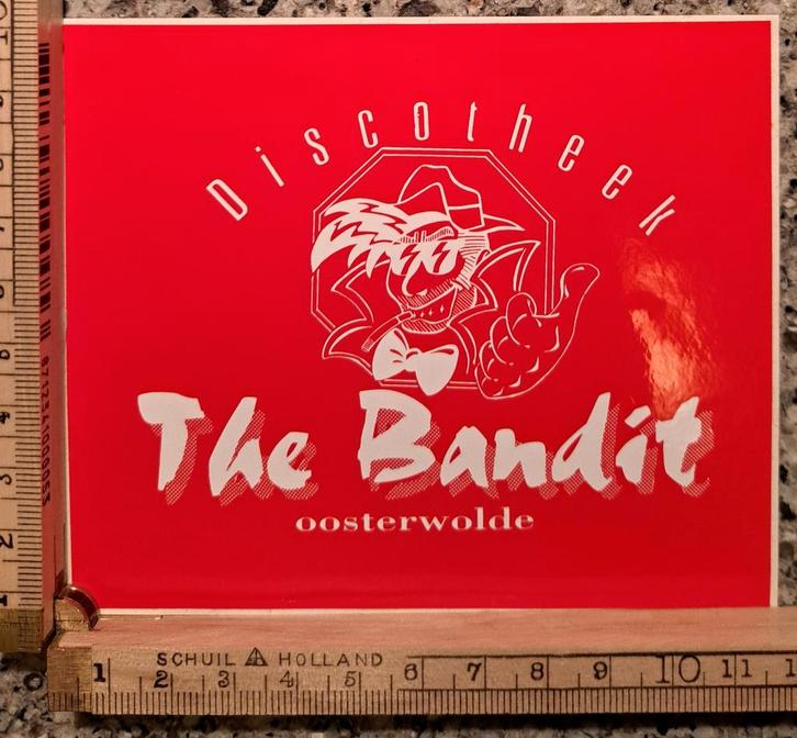 Vintage sticker Discotheek the Bandit Oosterwolde strip, Verzamelen, Stickers, Zo goed als nieuw, Ophalen of Verzenden